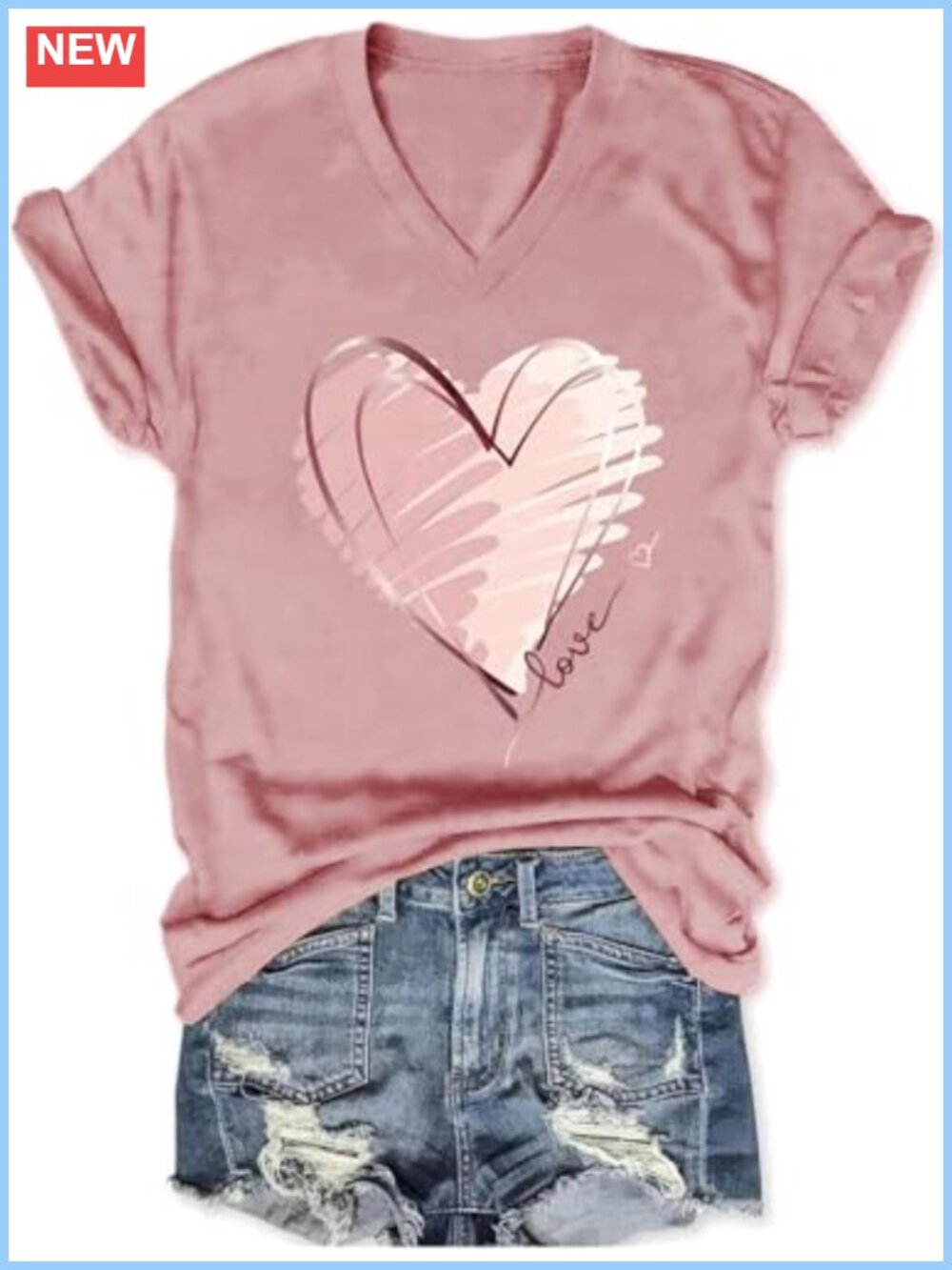 Women's V-Neck T-Shirt Boho Floral Wildflower Graphic Tee Summer Casual